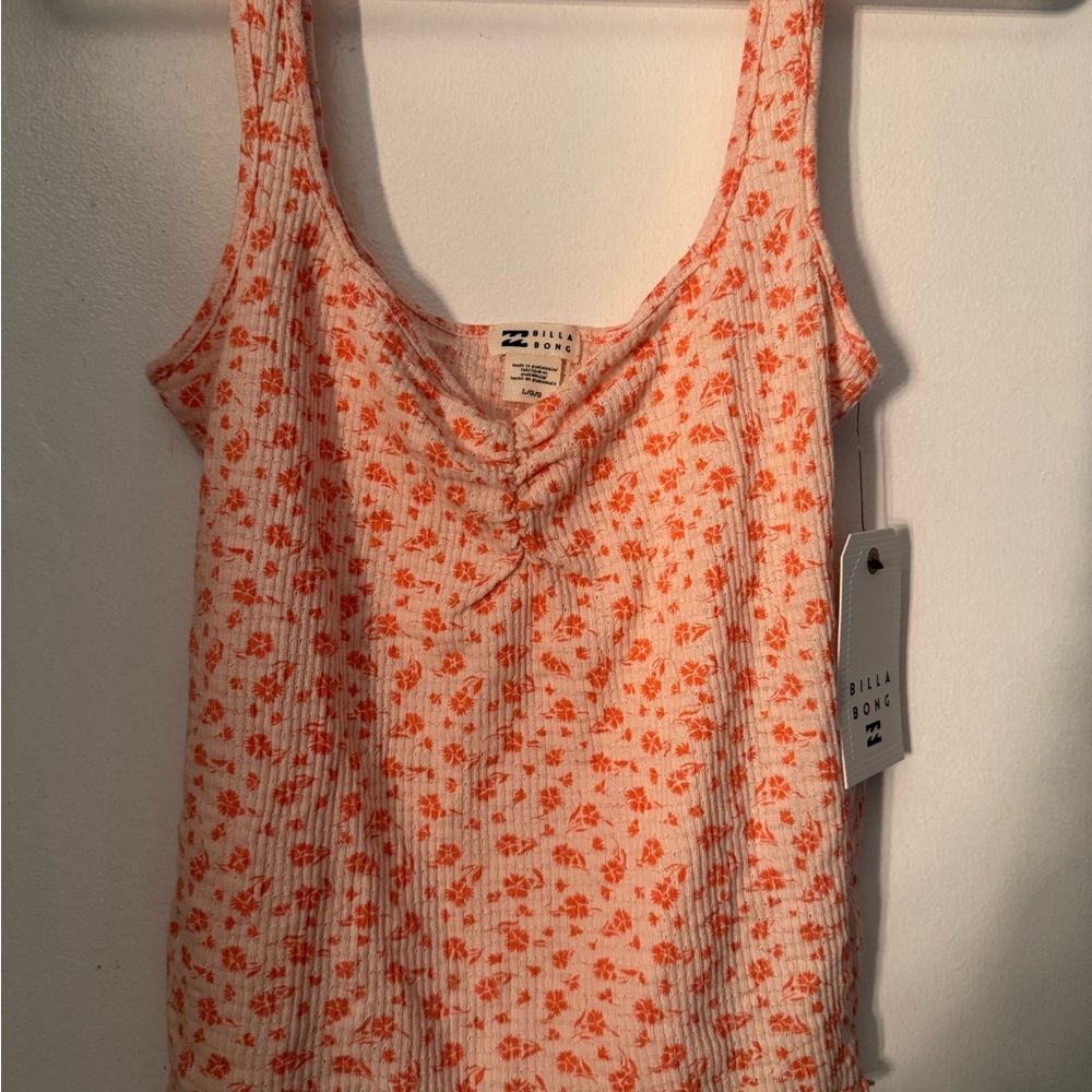 Billabong Cropped Orange Ruched Sleeveless Tank Top